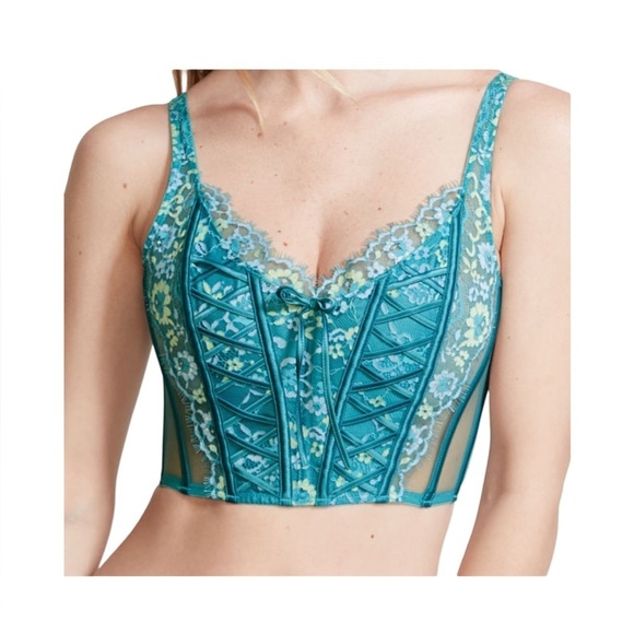 Victoria's Secret Other - NWT Victoria's Secret Dream Angels Teal Lace Floral Corset Medium